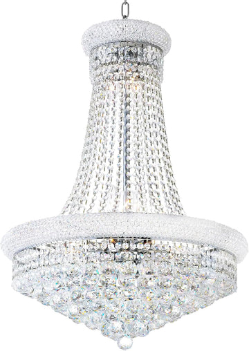 13-Lights Empire Style Crystal Chandelier, 23 Inch Luxury K9 Crystal Chandeliers Pendant Lighting for Living Room, Dining Room, Foyer, Entryway, Hallway, chrome