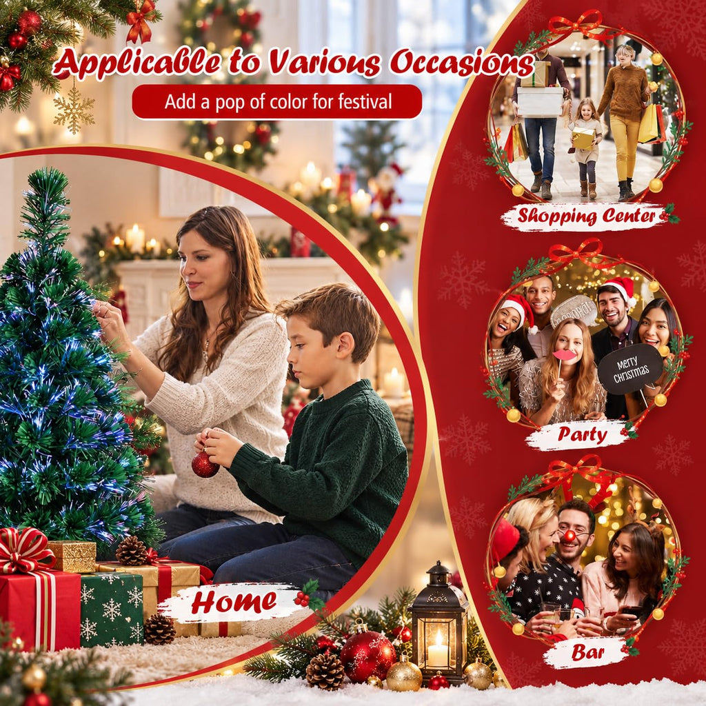 4 FT Pre-lit Fiber Optic Christmas Tree, Green