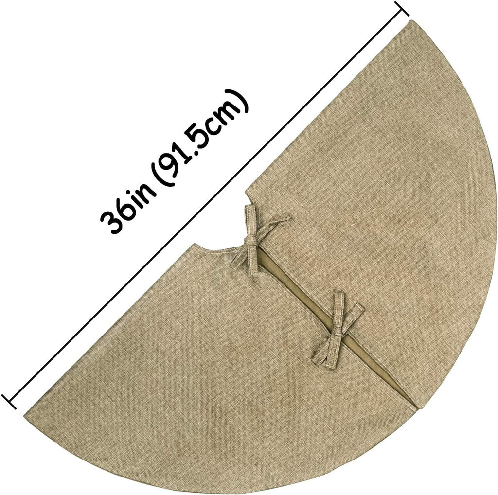 Christmas Tree Skirt, 36 inches Small Double-Layer Burlap Plain Tree Skirts, Rustic Jute Tree Skirt for Xmas Holiday