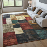 6x9 Washable Geometric Area Rug, Modern Non-Slip Carpet for Living Room Bedroom Multi