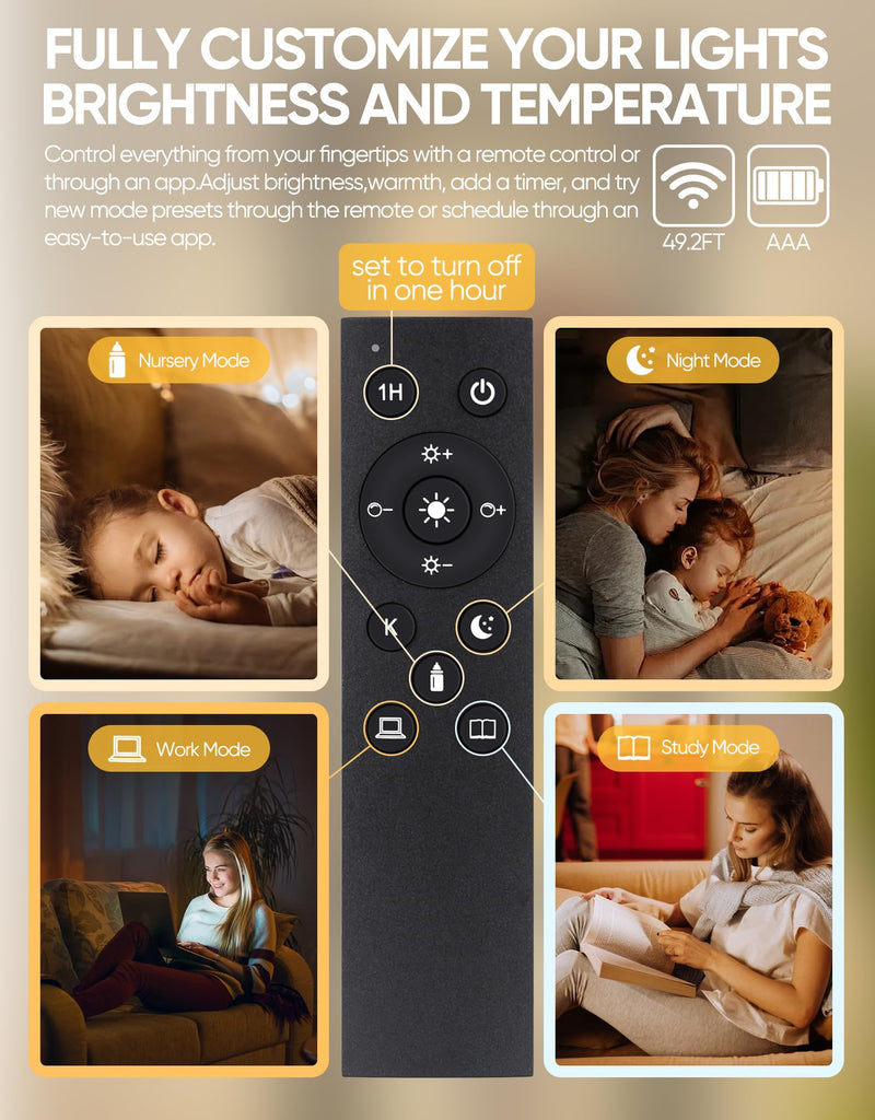 Floor Lamp Glass Display Shelf with Remote/APP Control, Dimmable LED Floor Lamp with Shelves, Open Display Cabinet