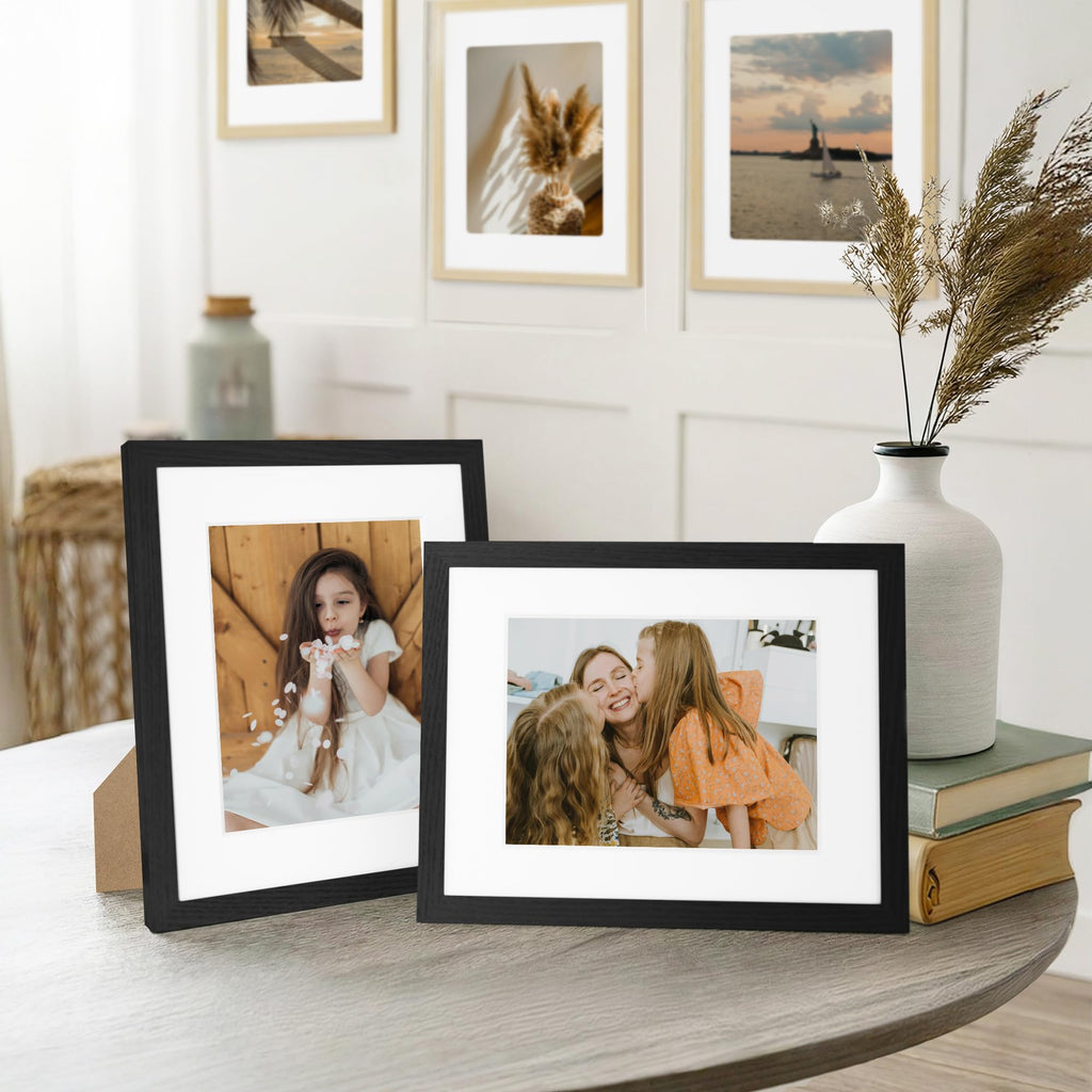 8.5x11 Picture Frames Set of 12 for Wall Mount or Tabletop, Black