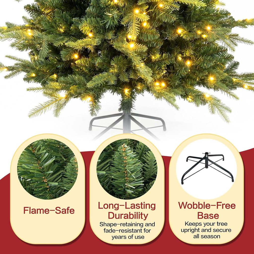 Prelit Aspen Fir Christmas Tree, Skinny Xmas Tree