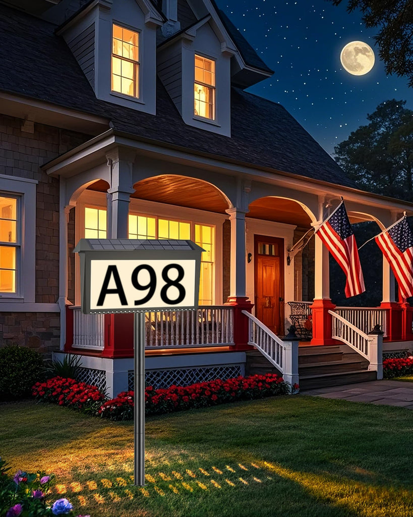 Solar House Numbers for Outside, Waterproof Illuminated House Number Plaque, Solar Led Address Sign for Yard, Home
