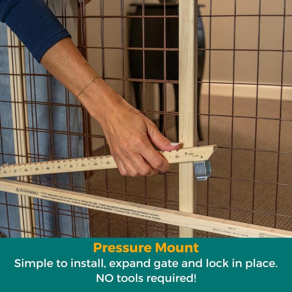 Wire Mesh Dog Gate: 29.5"-50" Wide, Pressure Mounted with No Tools; Expandable, Durable Pet Gates for Doors