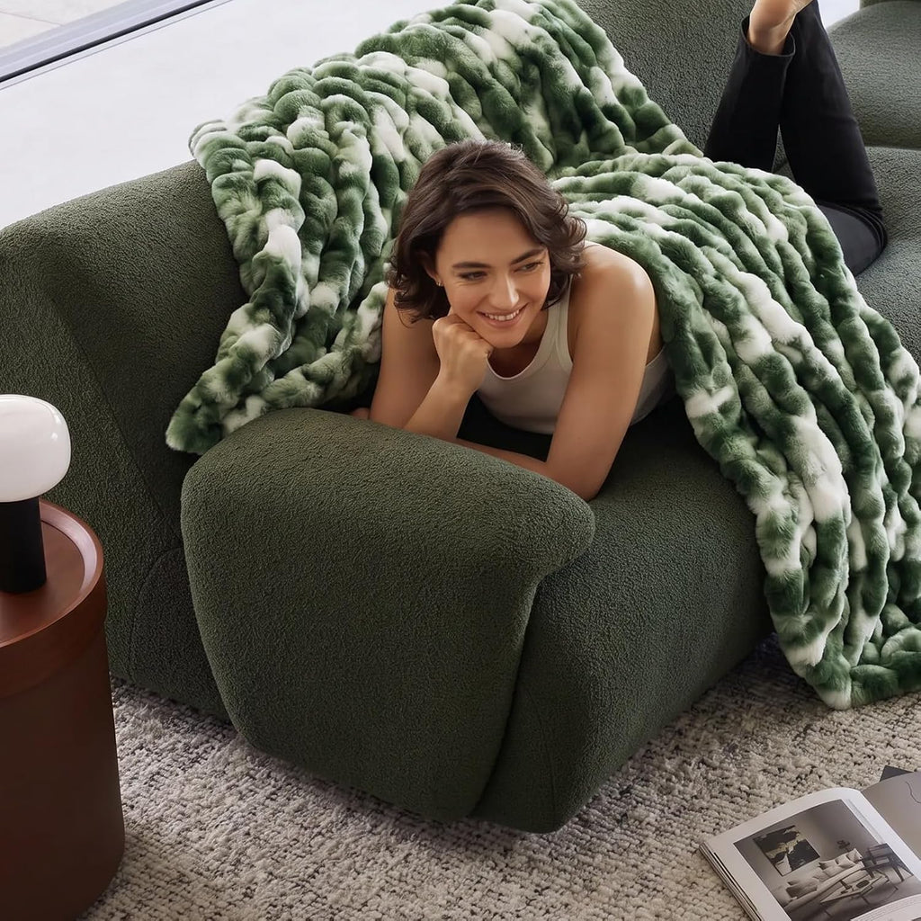 Faux Fur Throw for Couch, Fuzzy Soft Plush Thick Bubble Blanket for Sofa Bedroom Living Room, 60x80 Inches Tie-dye