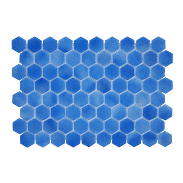 Glass Tile Love Familiar 11 in. X 16.325 in. Hexagonal Glass Mosaic Tile (10.76 sq. ft./case) Blue 1010157108, Ideal