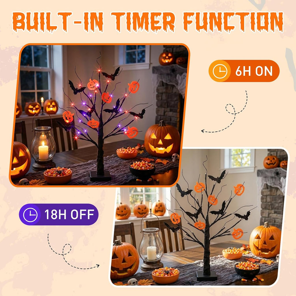 Halloween Decorations, Halloween Tree Lights, Lighted Black Tree