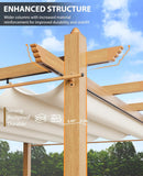 Modern Aluminum Outdoor Pergola with Retractable Canopy and Mesh Sides, Faux Wood Grain, Waterproof Gazebo for Patio