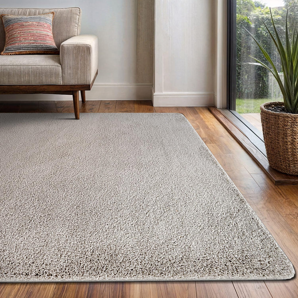 Area Rug Gray Washable Indoor Rug Solid Non Slip Easy to Clean Non Shedding Indoor Bedroom Kitchen Dining Room