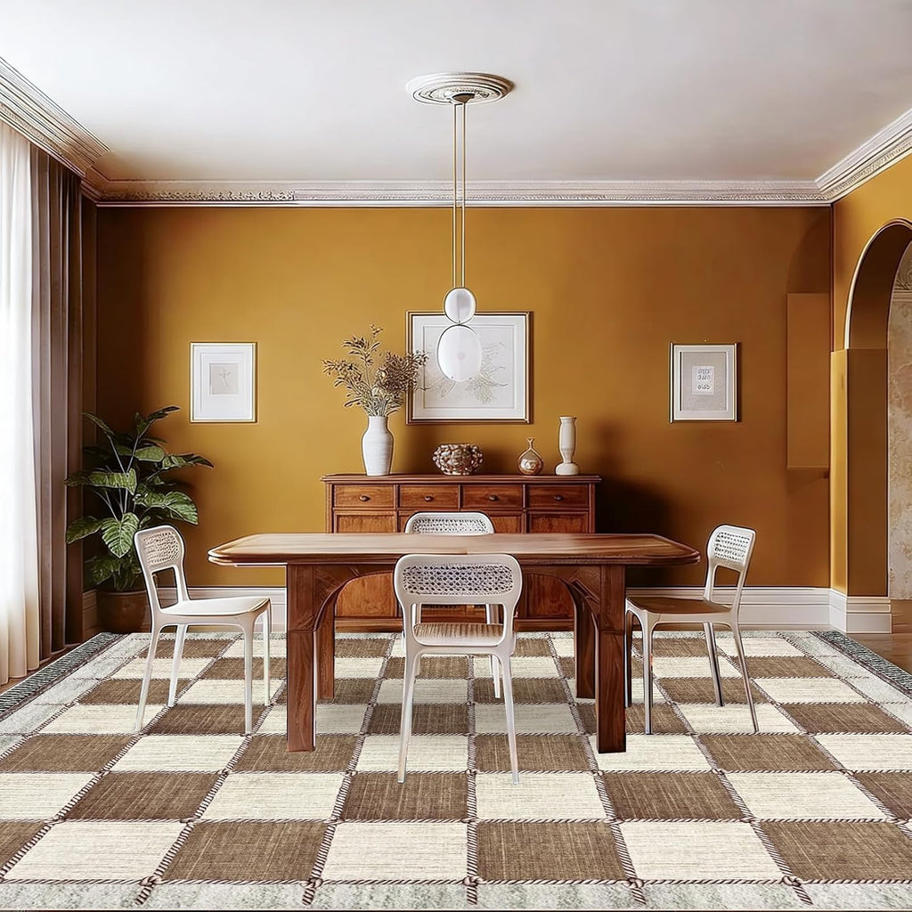 Checkered Area Rugs, Washable Large Bedroom Rug