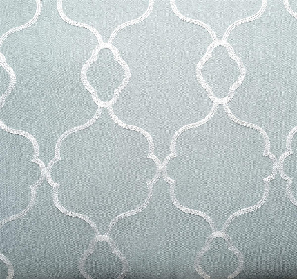 Moroccan Embroidery Semi Sheer Curtains Faux Linen Grommet Curtains 52 x 84 Inch 2 Panels Set, Sea Foam