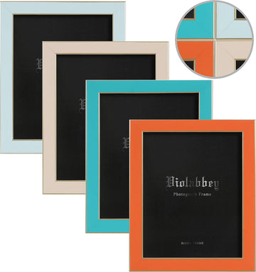 8x10 Picture Frames Set of 4, Colorful Photo Frame Modern Style | High Definition Tempered Real Glass, Wall Mounted