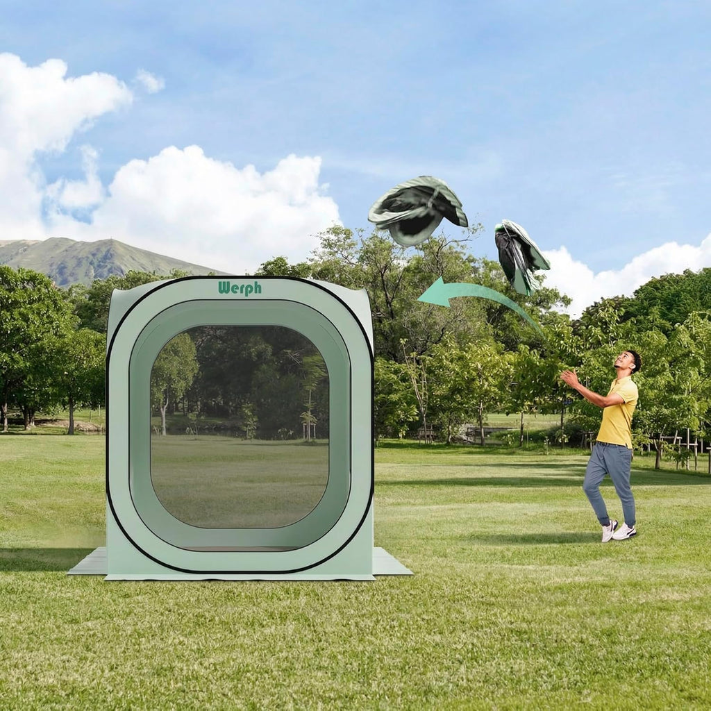6x6 Pop-Up Screen Tent, Mosquito Net Gazebo, UV Resistant, Green | Roof Waterproof Screen Canopy