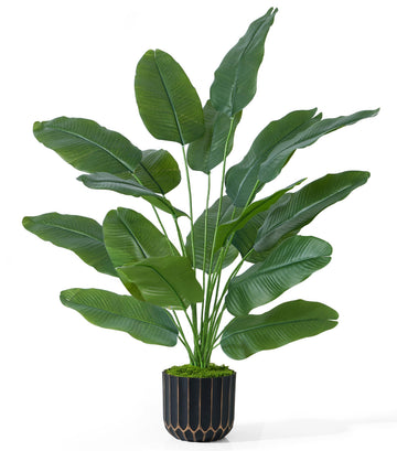 Of Paradise Artificial Plant, 28" Fake Potted Plants Indoor with Black Gold Pot Decor, Faux Plants Greenery Bedroom