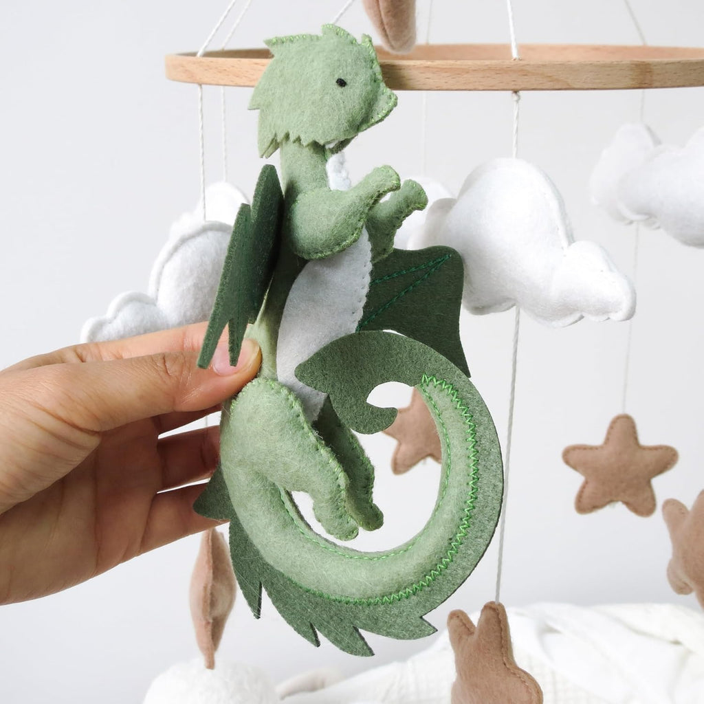 Dragon Mobile for Crib, Dragon Crib Mobile for Boys, Cloud Mobile for Crib, Neutral Baby Mobile for Crib Cloud