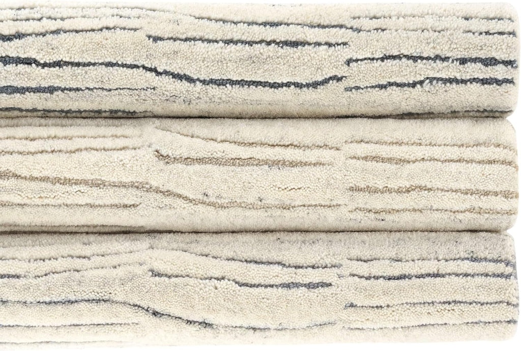 Avery Pewter Blue Striped Hand Tufted Rug