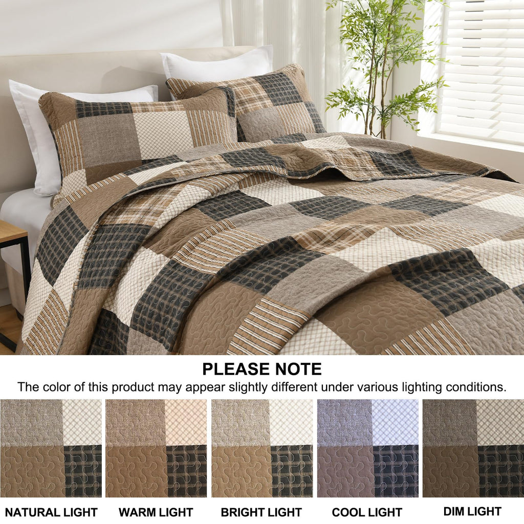 100% Cotton Quilt Set, Farmhouse Patchwork Bedspread