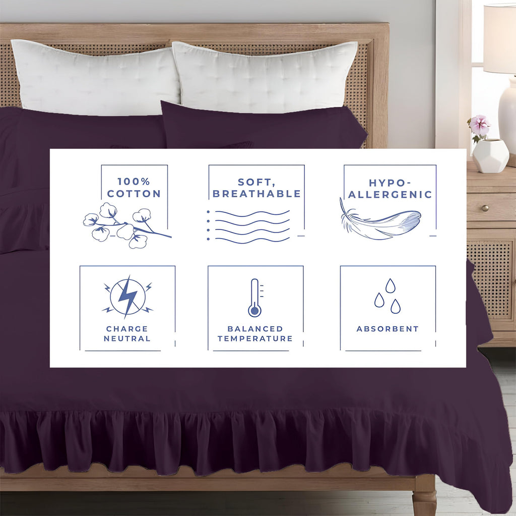 Custom Ruffle Trim Duvet Cover - 100% Egyptian Cotton, 600 Thread Count Decorative Comforter Cover (Desired