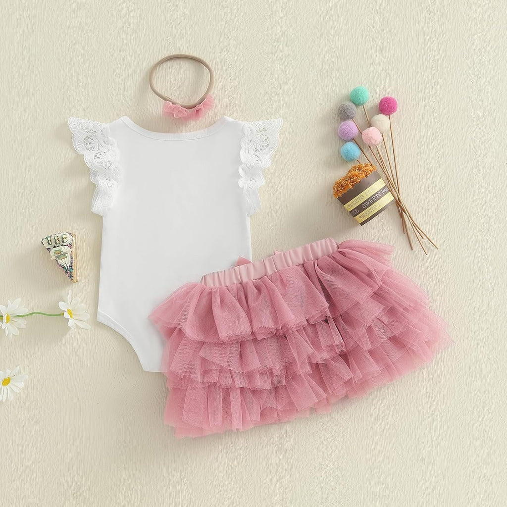 Baby Girl 1st Birthday Outfit My First Rodeo Shirt Romper and Tulle Tutu Skirt Set Headband 3Pcs Cake Smash Clothes