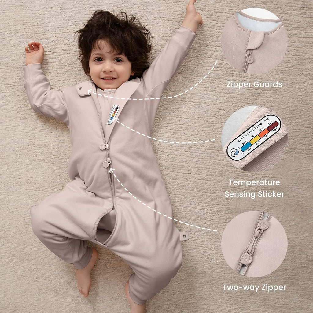 Unisex Toddler Sleep Sack with Feet, 2.5 Tog Baby Winter Sleep Sack Long Sleeve Gifts for Boys & Girls