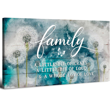 Inspirational Family Wall Art Farmhouse Home Decor Dandelion Botanical Canvas Prints Rustic Family Saying Sign