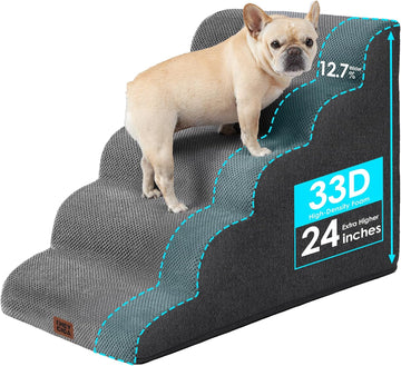Extra Wide Dog Stairs for Large Dogs, 24.4" H Pet Step, Grey