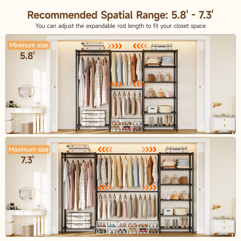 E3 Expandable Freestanding Closet Organizer System, Portable Closet