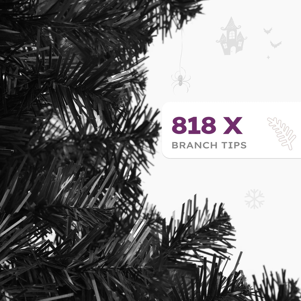6ft Black Halloween Artificial Christmas Tree with 818 Branch Tips