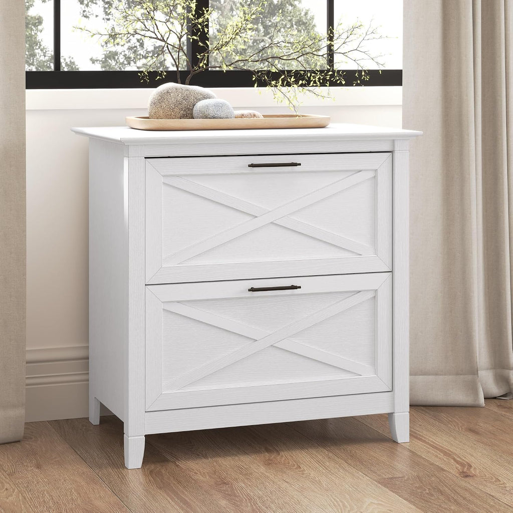 Home Key West 2 Drawer Lateral File Cabinet in Pure White Oak, Document Storage , Accent Chest with Drawers