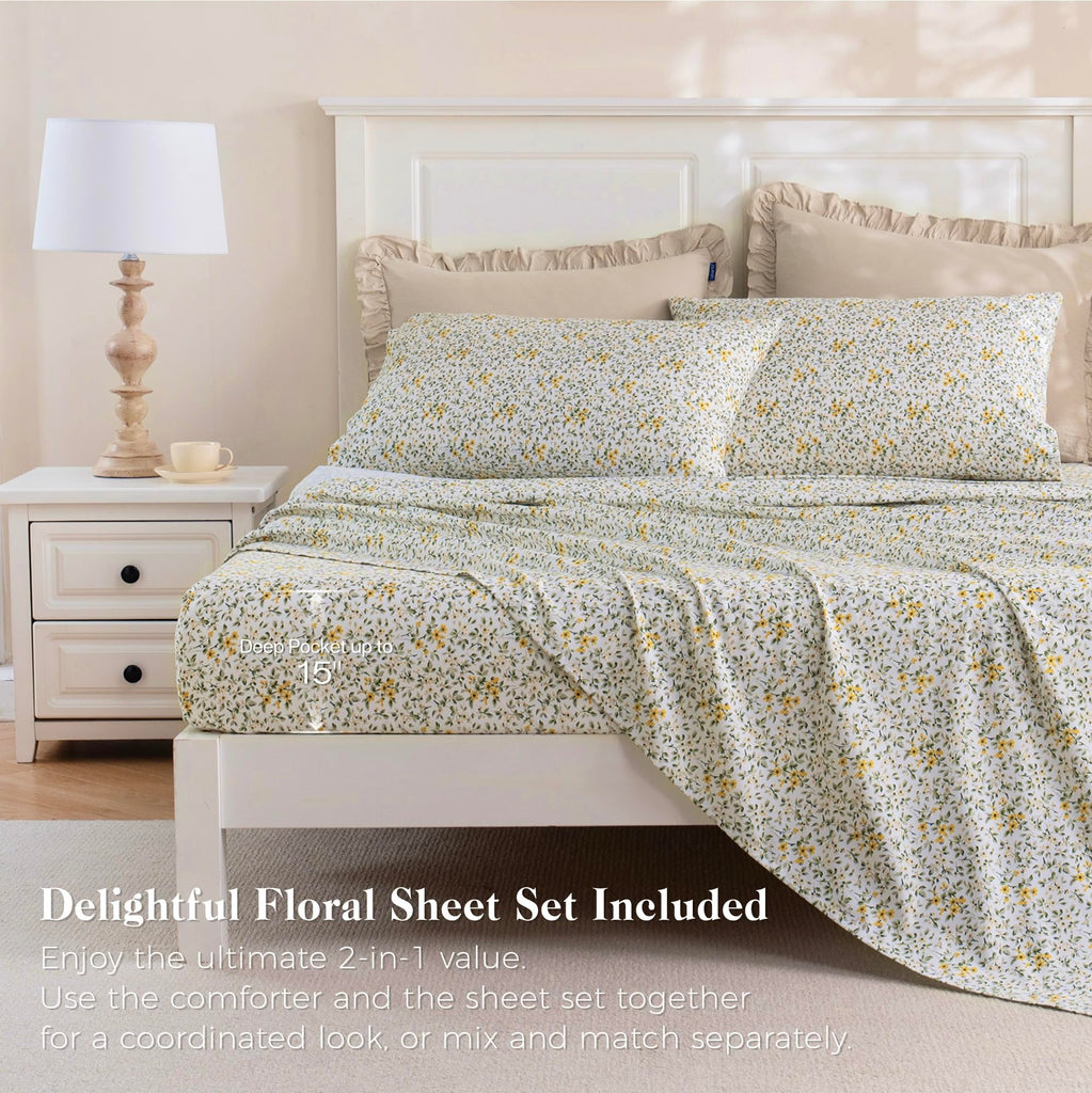 Ruffle Comforter Set 7 Pieces, Bedding Set