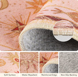 3x5 Area Rugs, Washable Vacuum-Friendly Non-Slip Rug Vintage Boho Gothic Sun and Moon Printed Patter