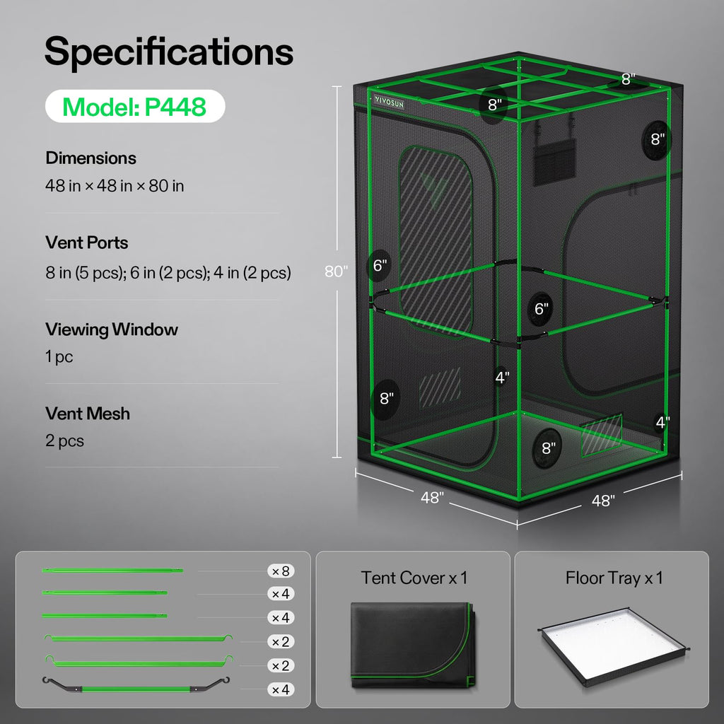 4x4 PRO Grow Tent with High CFM Kit, 48"x48"x 80"
