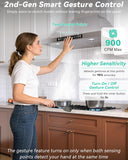 36 Inch Stainless Steel Under Cabinet Range Hood 900 CFM Ultra-Quiet 4 Speed Touch & Remote Control, LED Lights Convertible Ducted/Ductless