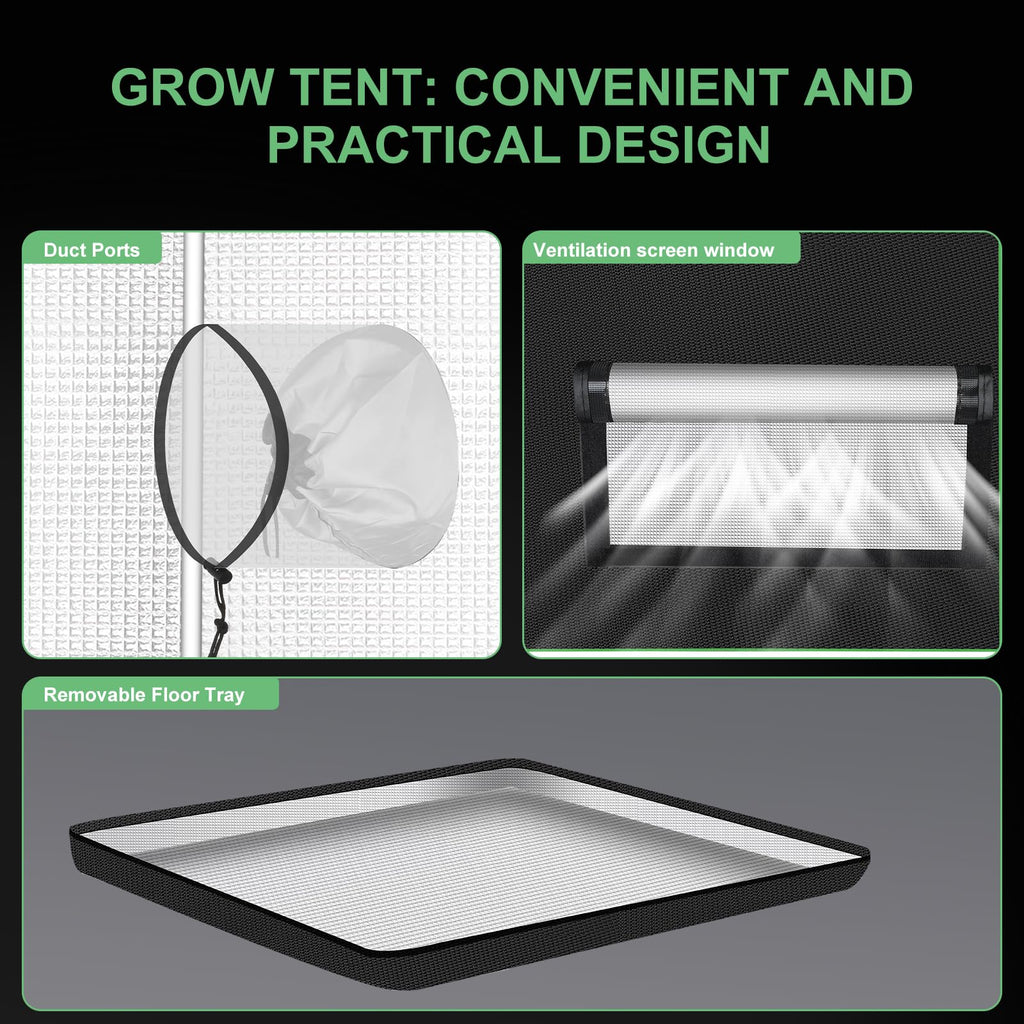 2x2 Grow Tent, 24"x24"x32" Double Transparent Viewing Door Indoor Grow Tent, Growing Tent with High Reflective Mylar