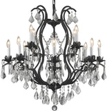 Modern Black Crystal Chandelier Large Wrought Iron Dining Room Light Fixture Elegant Modern Chandelier for High Ceiling Chandelier, Farmhouse Decor, Living Room & More 12 Lights
