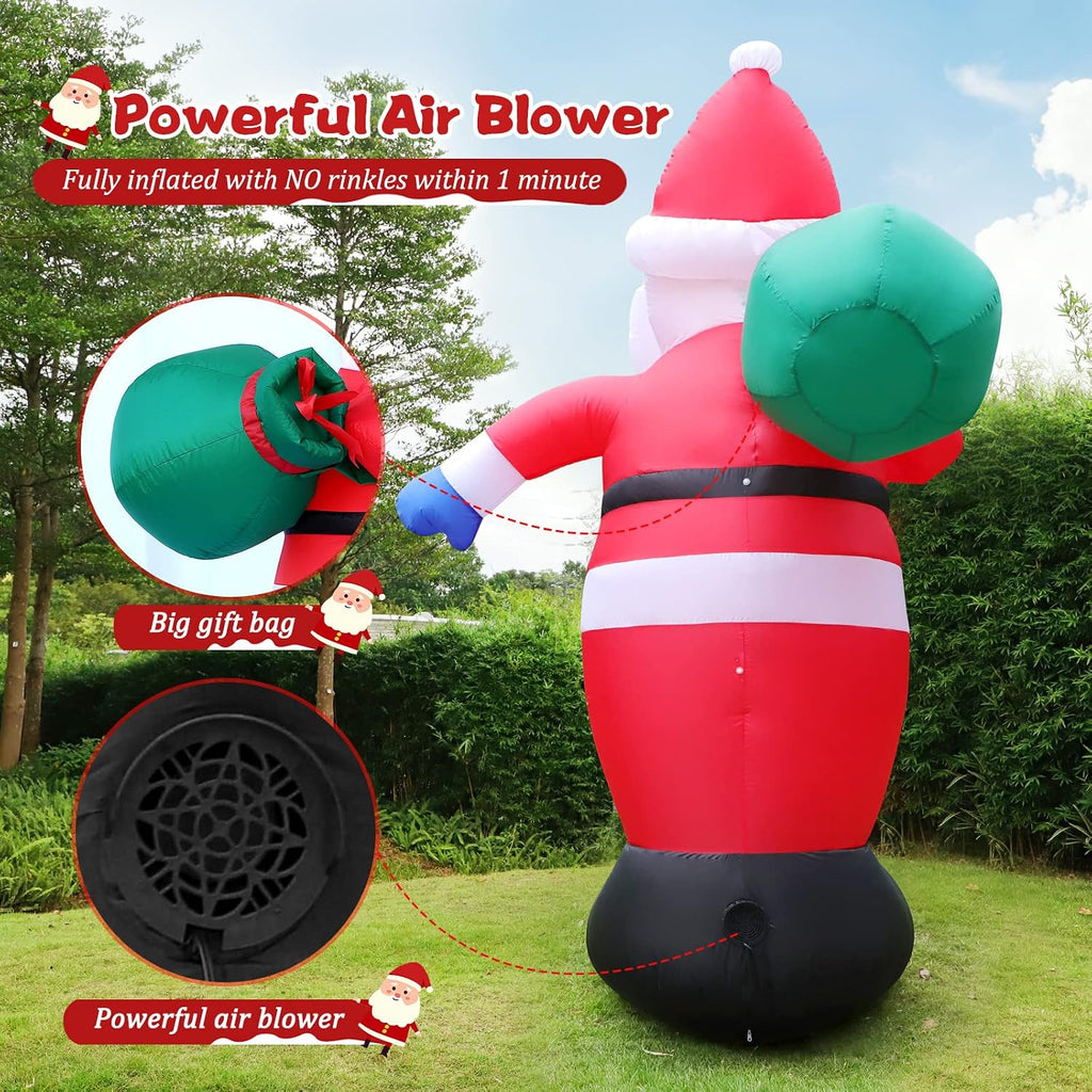 8 FT Christmas Inflatables Santa Claus Outdoor Decorations, Blow Up Santa Claus with Gifts Bag, Big Santa Carrying