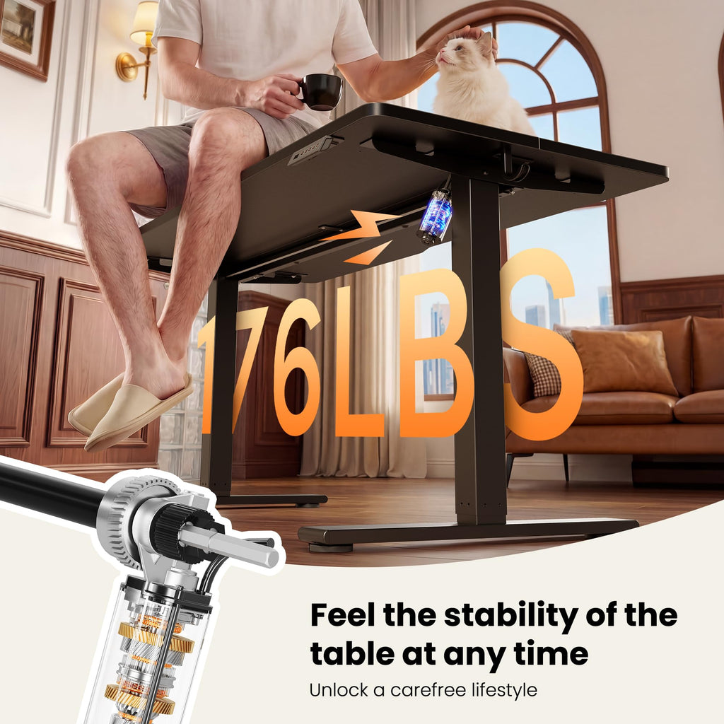 Standing Desk 55x30 Inch Electric Height Adjustable, Black