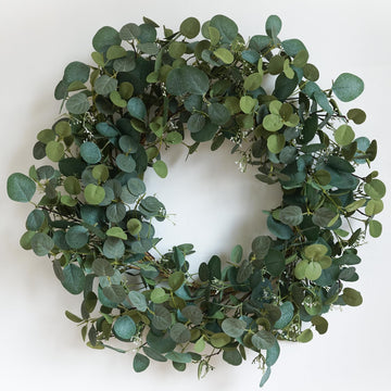 Eucalyptus Wreaths for Front Door 26", Handmade Green Leaves Wreath for Summer, Spring and All Seasons, Greenery