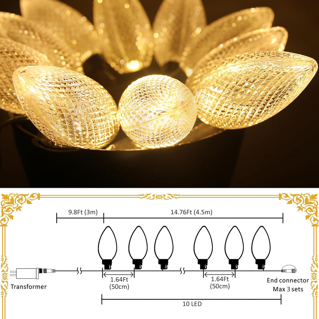 10PCS LED 24.6FT Christmas Pathway Lights Outdoor Multi & Warm