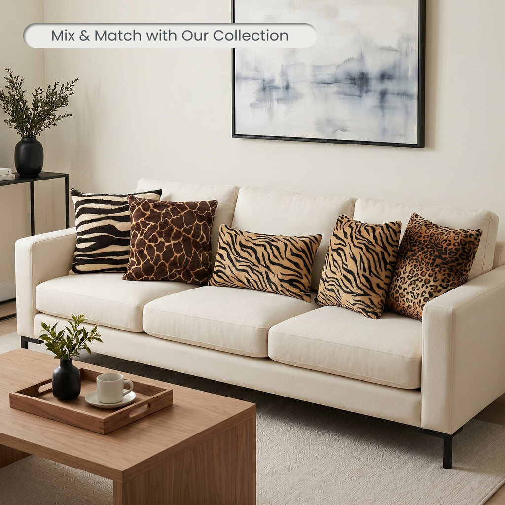 Tiger Print Velvet Boho Throw Pillow Covers 18x18, Animal Print Tiger Decor