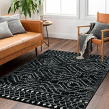 Wonnitar Moroccan Washable Rug 4x6, Black Boho Living Room Area Rug
