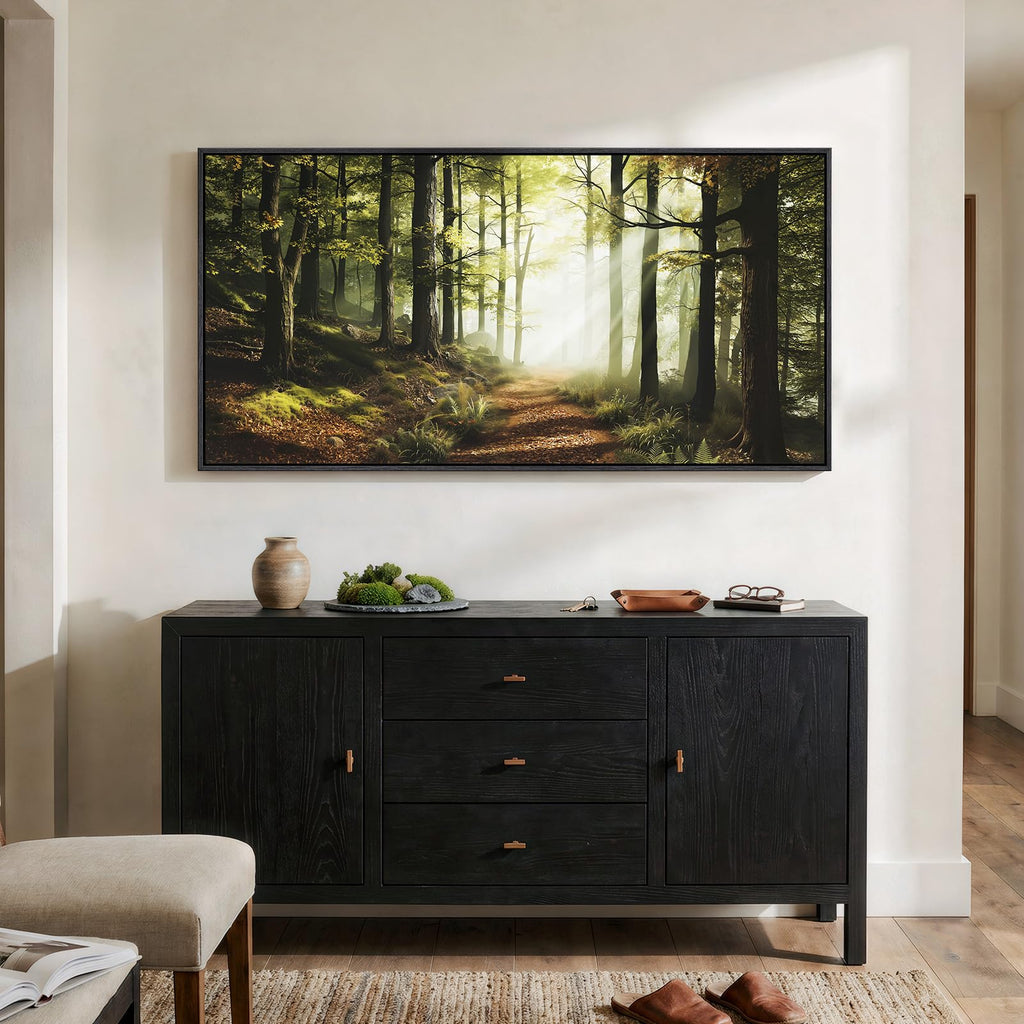 Framed Forest Landscape Photograph Wall Art, 60x30 Inch