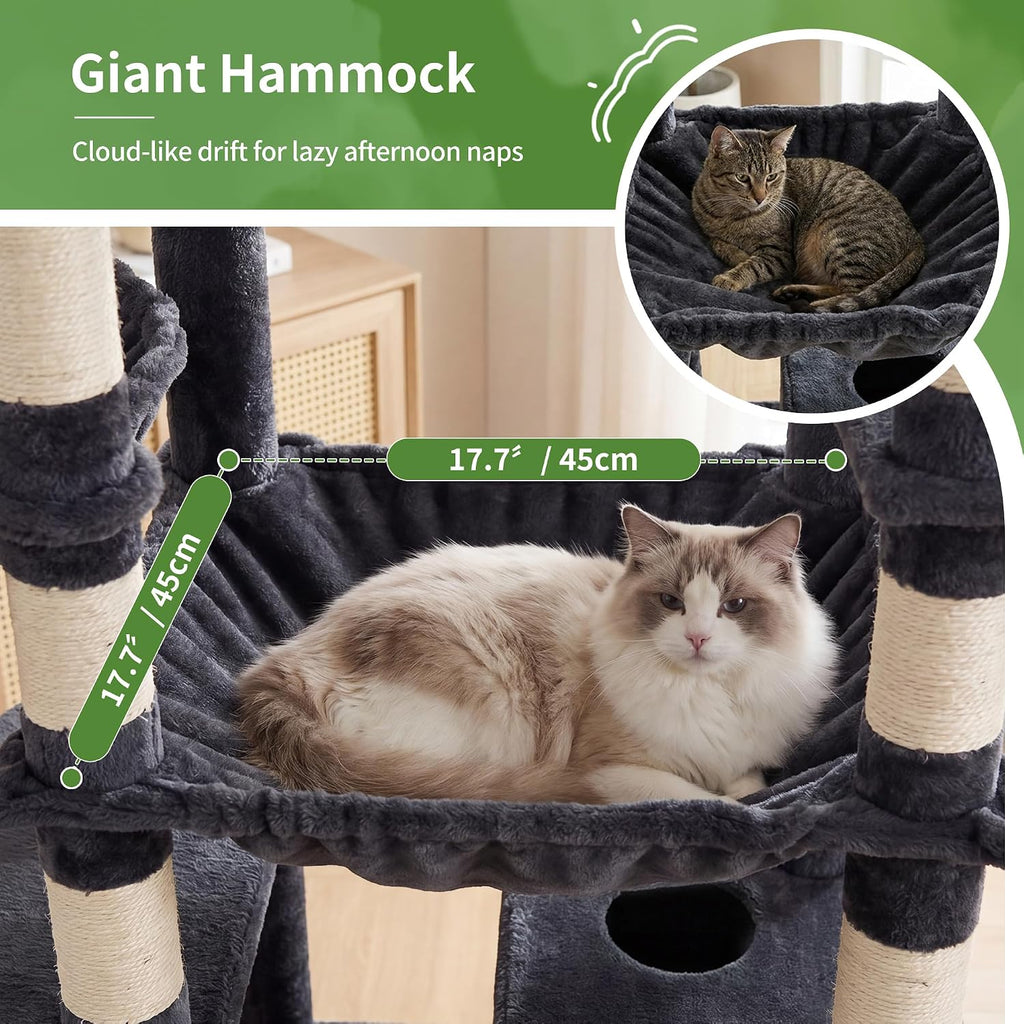 Floor to Ceiling Cat Tree, 104.7"-116.5" Height-Adjustable