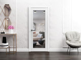 Slab Barn Door Panel | Lucia 1299 White Silk with Mirror | Sturdy Finished Doors | Pocket Closet Sli