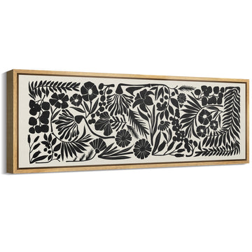 Large Framed Canvas Print Wall Art Monochrome Botanicals Black and White Floral Illustrations Antique Retro Fine Art
