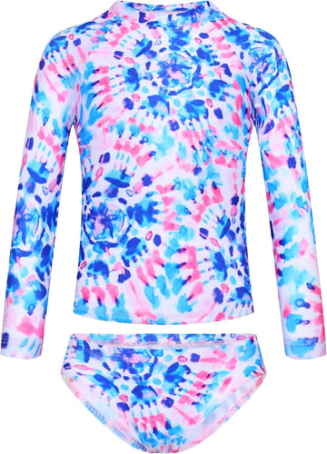 Girls Swimsuit Long Sleeve Rash Guard Sets UPF 50+ Two Piece Bathing Suits
