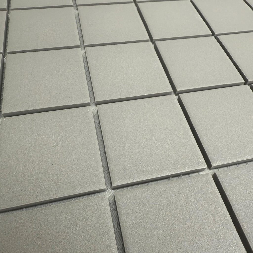 Gray 2x2 Porcelain Mosaic Tile Square Matte Finish on 12"x12" Mesh - Durable Water-Resistant Tile Backsplash Bathroom