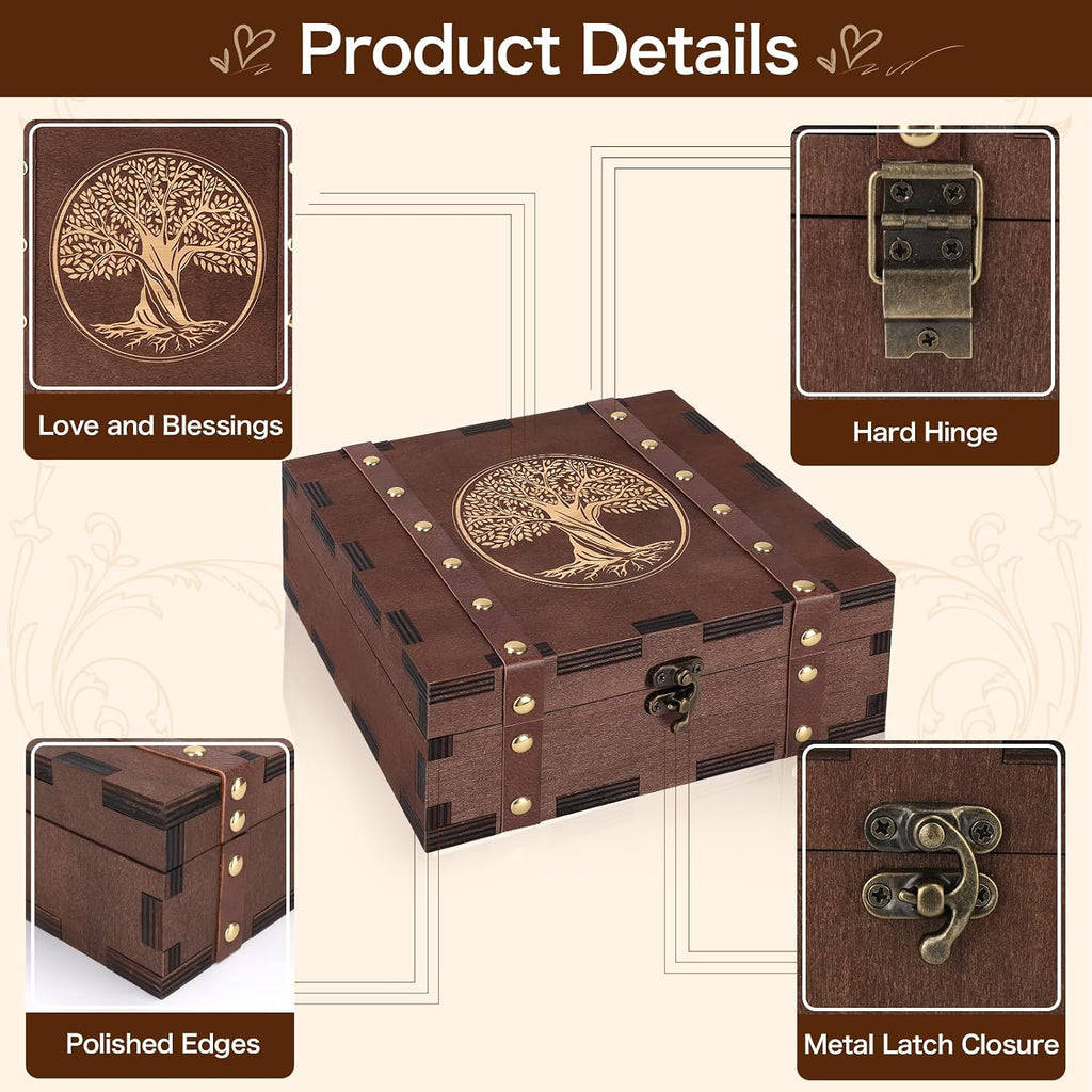 Tree of Life Wooden Keepsake Box Memory Tarot Witch Box with Lids