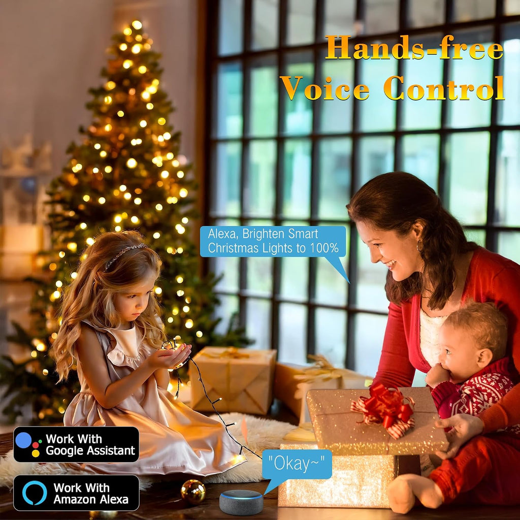 Gentle Twinkle Christmas Lights, 200 LED Smart Christmas Tree Light